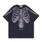 Camiseta de Algodón Lavada Estilo Vintage con Calavera para Hombre