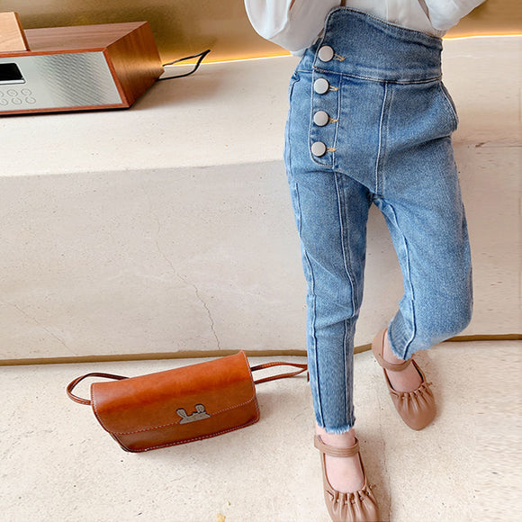 Pantalón Vaquero Talle Alto Coreano Elástico Estilo Occidental para Mujer