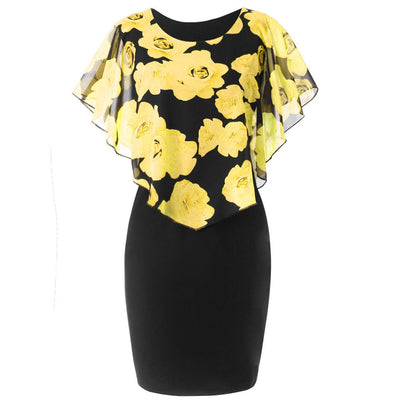 Vestido Capa Estampado Rosas Ajustado Cadera para Mujer - Image 5