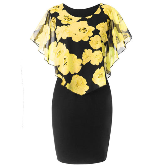 Vestido Capa Estampado Rosas Ajustado Cadera para Mujer - Image 5