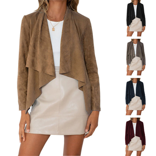 Chaqueta Casual de Terciopelo Gamuza Sintética con Solapa Temperamento