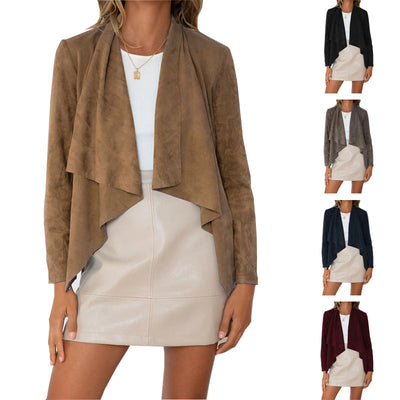 Chaqueta Casual de Terciopelo Gamuza Sintética con Solapa Temperamento