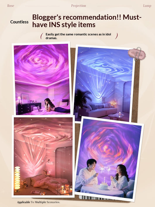Lámpara Proyectora de Cielo Estrellado con Rosa - Luz Nocturna Atmosférica - Image 4