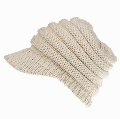Gorro Tejido con Agujero para Coleta - Beanie Cálido para Mujer Otoño Invierno - Image 5