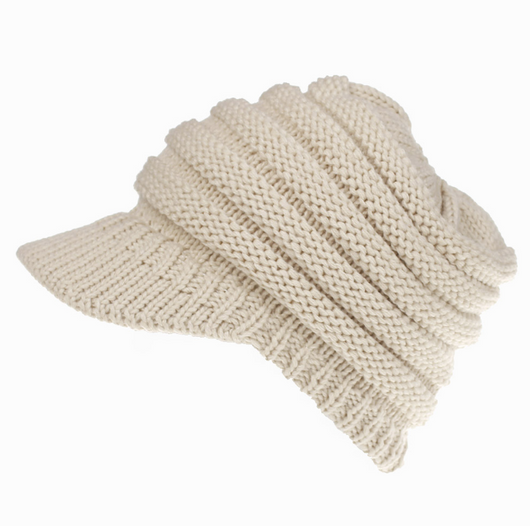 Gorro Tejido con Agujero para Coleta - Beanie Cálido para Mujer Otoño Invierno - Image 5