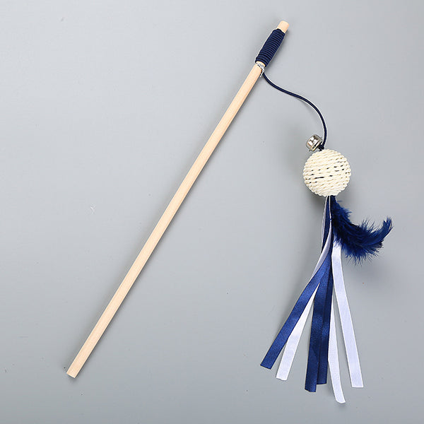 Juguete Interactivo de Pluma con Vara de Madera para Mascotas - Image 9