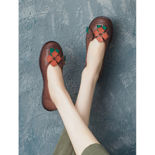 Zapatos Artesanales de Cuero Estilo Étnico Retro con Suela Suave para Mujer - Image 6