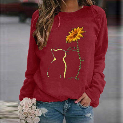Sudadera Mujer Cuello Redondo Suelta Estampada Manga Larga Casual - Image 4