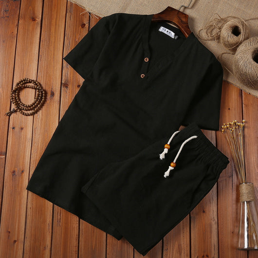 Conjunto de Dos Piezas en Algodón y Lino con Cuello V y Cierre Ajustable - Image 7