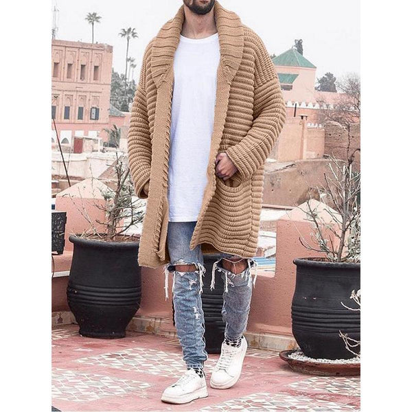 Cardigan Largo de Manga Larga para Hombre