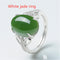 Fashion Verde Agate Ring Simple Retro Blanco jade ring Adjustable opening