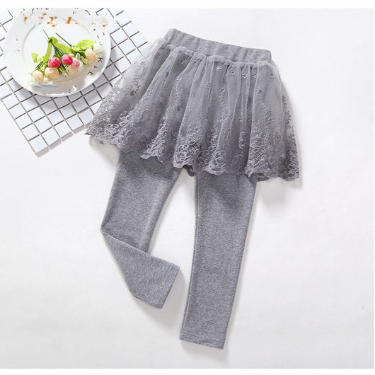 Leggins Infantiles con Falda de Encaje Algodón para Niñas - Image 8