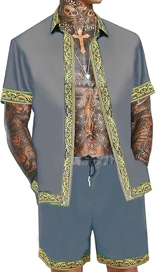Conjunto Hawaiano Hombre: Camisa y Shorts Holgados de Manga Corta - Image 63