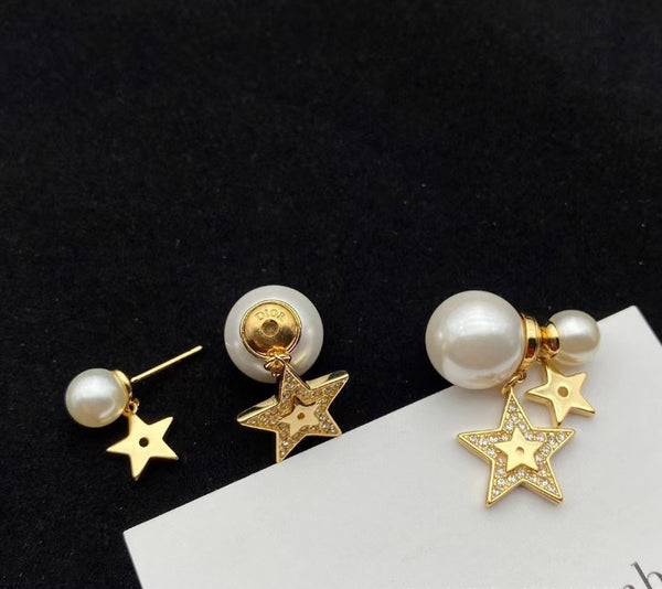 Aretes de Perla Minimalista con Estrella - Elegancia y Personalidad