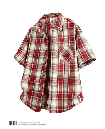 Camisa Casual de Cuadros para Hombre - Manga Corta - Image 18