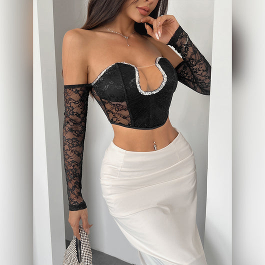 Blusa Elegante Escote Bardot Manga Larga sin Espalda - Image 7