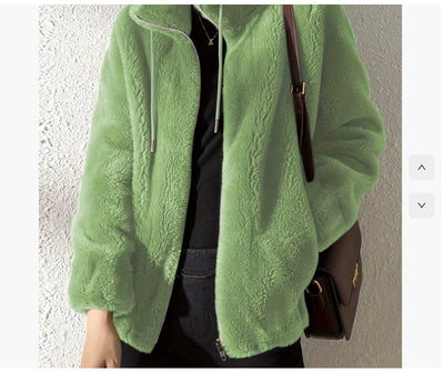 Cardigan Polar Reversible Cuello Alto Abrigo Mujer - Image 9
