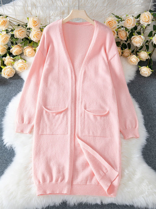 Abrigo Suéter Elegante Suelto con Bolsillos para Mujer - Otoño e Invierno - Image 18