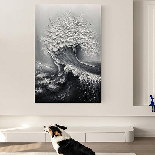 Cuadro Óleo Abstracto Olas 3D - Pintura Artesanal para Decoración de Hogar - Image 2