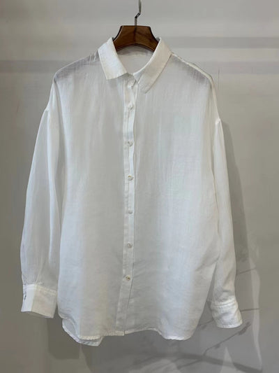 Blusa Holgada de Tencel y Lino Vintage para Mujer - Manga Larga Casual - Image 6