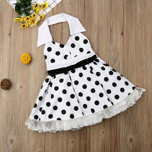 Vestido Princesa Niña con Lunares Blancos - Algodón Suave y Elegante - Image 3