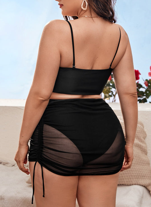 Traje de Baño Dividido de Tres Piezas para Mujer Talla Grande - Image 3