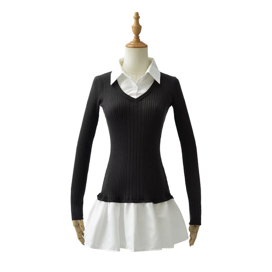 Suéter Preppy Falso Dos Piezas para Otoño e Invierno - Image 16