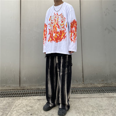 Remera Manga Larga Calavera en Llamas para Hombre - Image 3