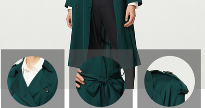 Abrigo Trench de Seda Doble Largo para Mujer - Image 7