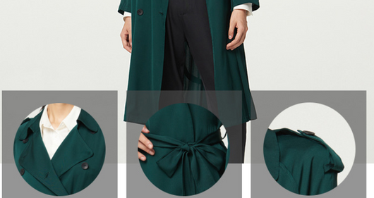 Abrigo Trench de Seda Doble Largo para Mujer - Image 7