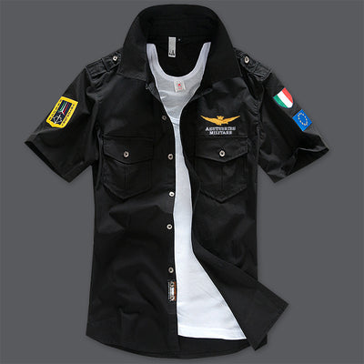Camisa Militar Manga Corta Bordada para Hombre - Image 3