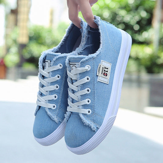 Zapatillas Canvas Blancas Mujer Estilo Coreano - Sneakers Planos Casuales Versátiles