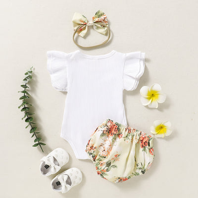 Conjunto de Verano para Bebé: Romper Floral con Shorts y Diadema - Image 7