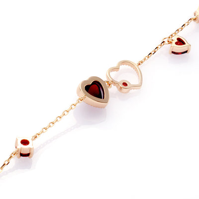 Pulsera Corazón Granate Rojo para Mujer - Image 4