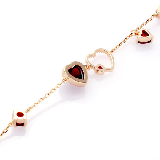 Pulsera Corazón Granate Rojo para Mujer - Image 4