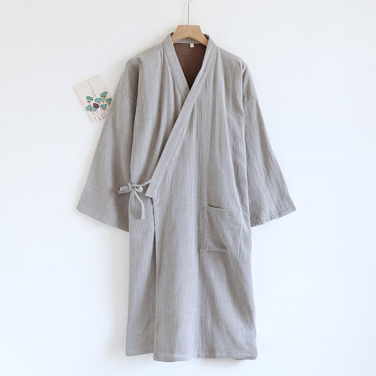 Bata Kimono de Algodón Puro para Hombre - Diseño Tradicional Japonés con Cordones - Image 18