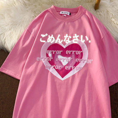 Camiseta Suelta Cuello Redondo Estilo Coreano con Estampado - Image 9