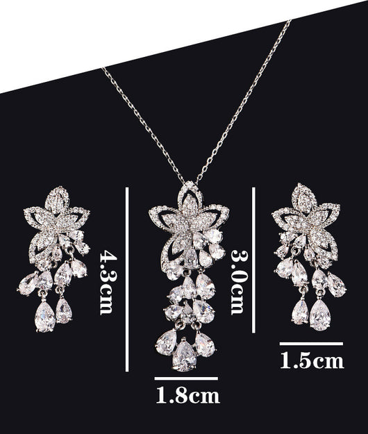 Aretes de Circón Flor Pequeña con Borla de Gota - Hipoalergénicos Estilo Coreano - Image 7