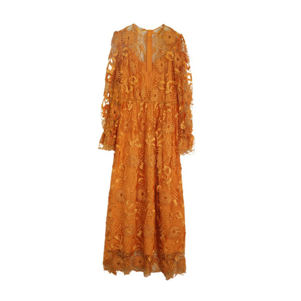 Vestido Maxi Elegante con Encaje Bordado y Malla Transpirable - Image 5