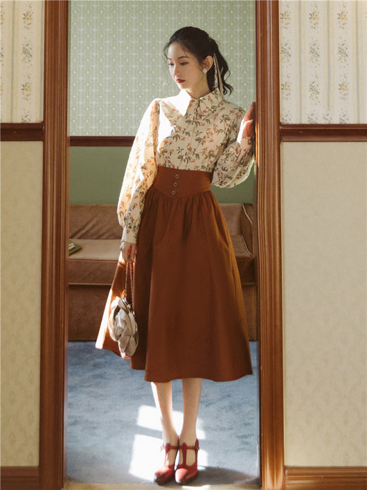 Conjunto Dos Piezas: Blusa Estampada con Falda Cintura Alta - Image 3
