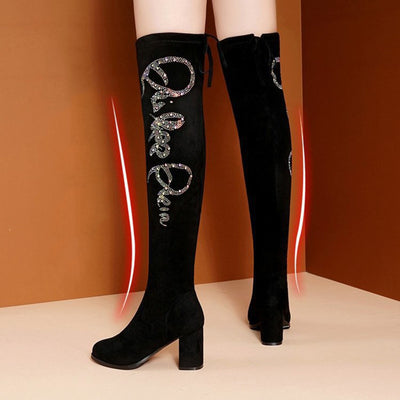 Botas de Tacón Alto con Strass para Otoño e Invierno - Image 3