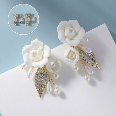 Aretes de Cerámica con Flores Blancas - Image 6