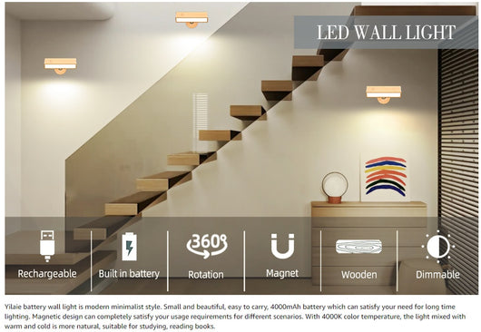 Lámpara de Pared Minimalista en Madera para Dormitorio - Image 14