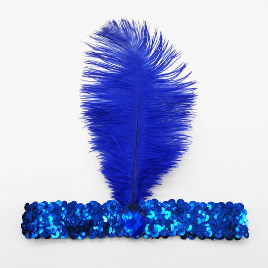 Diadema de Plumas de Avestruz con Diamantes y Lentejuelas