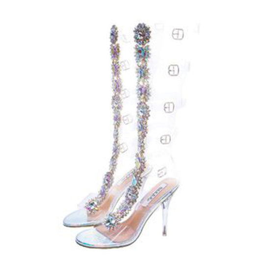 Botas Altas Transparentes con Tacón Alto y Cristales Brillantes - Image 4
