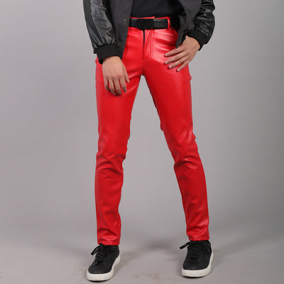 Pantalones Slim Fit de Cuero Coreano para Hombre - Image 12