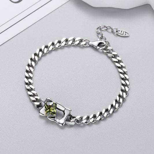 Pulsera de Plata Esterlina S925 con Diamantes Geométricos Vintage