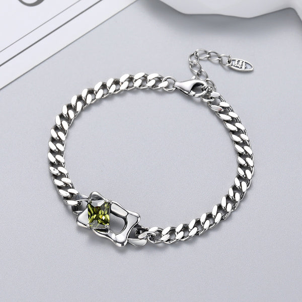 Pulsera de Plata Esterlina S925 con Diamantes Geométricos Vintage