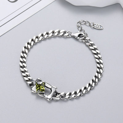 Pulsera de Plata Esterlina S925 con Diamantes Geométricos Vintage