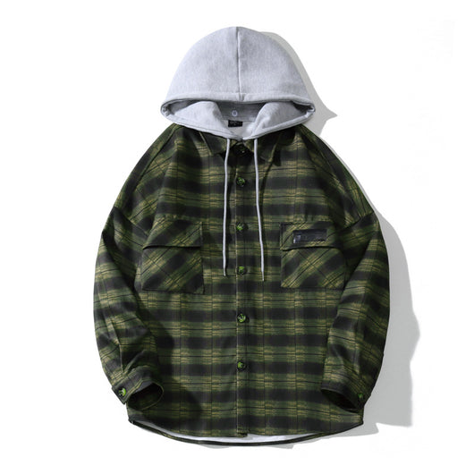Chamarra Cuadros con Capucha - Estilo Casual Holgado para Hombre - Image 3